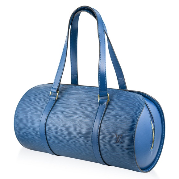 Authentic Louis Vuitton Epi Soufflot Handbag, Toledo Blue M52225 w/small pouch - Picture 2 of 12